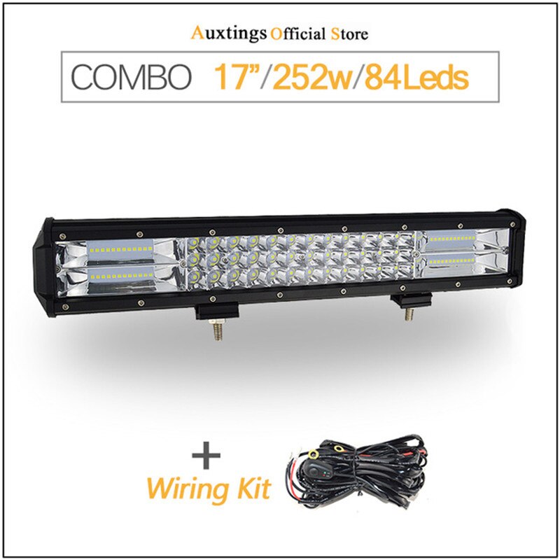 Auxtings 5 " 14 " 2 " 17 " 20 & 23 ; & #39 #39 3- riviä led-valopalkki maastoajoon led-palkki yhdistelmäkeila led-työvalopalkki kuorma-autoon, katumaasturiin, mönkijään 4 x 4 4wd 12v 24v: 252w johdotuksella