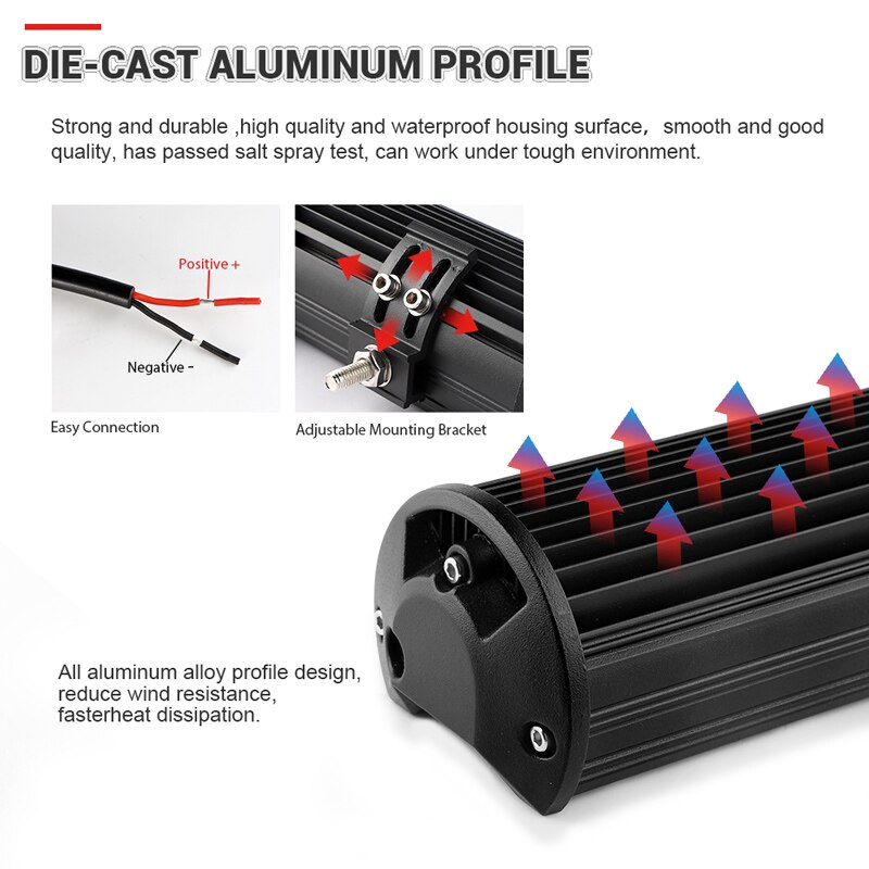 15 inch 300W Led Work Light Bar Tri-Row Combo Beam For 4x4 Offroad Cars Off road SUV ATV Tractor Boat Trucks Excavator 12V 24V