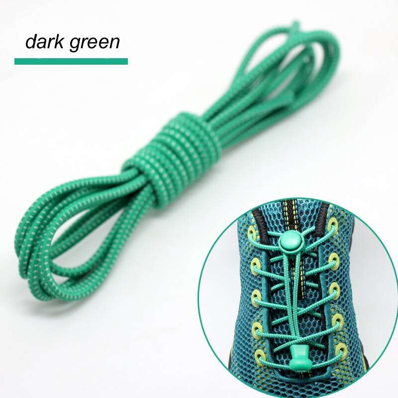 1pair Locking Shoe Laces Shoestrings Running Triathlon No tie Shoelace Sports Laces Hiking Shoelaces Children Elastic Shoelace: green