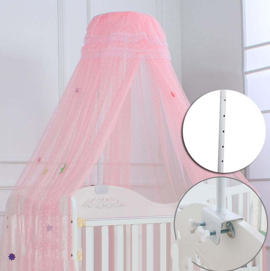 Universal Mosquito Net For Baby Crib Bi-Parting Mesh Dome Tent Baby Canopy For A Cot Curtains Liftable Infant Netting: Pink-B