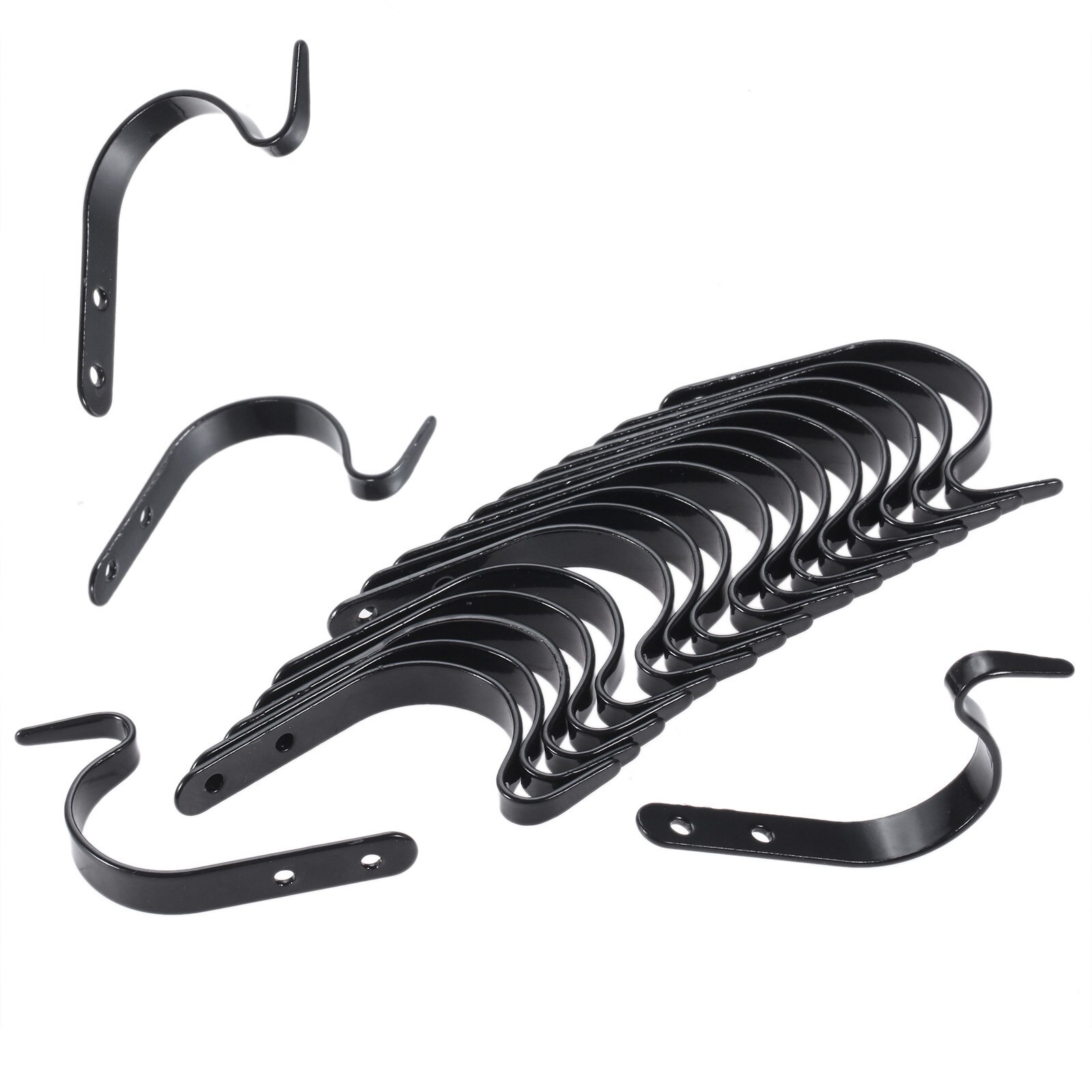 dophee 1/2pcs Black Wall Hook Bracket Lantern Hanger Wall Light Garden Hanging Basket 56*10mm