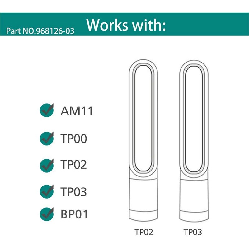Filterutskiftninger for dyson  tp01, tp02, tp03, bp01 skrivebordsrensere ren cool link luftrenser hepa filter
