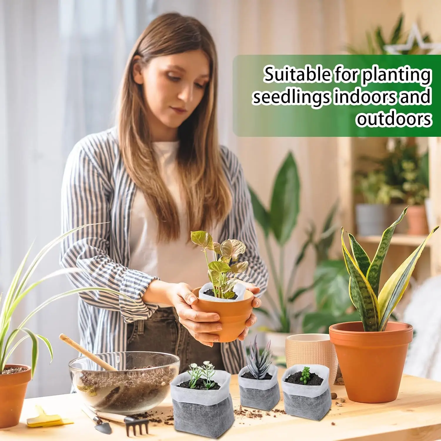 100-1000PCS Fabric Plant Seedling Bags for Vegetables Flowers Herbs and Plant Growth Eco Friendly Nursery Pots Gardening Bags