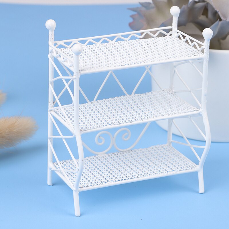 1Pc 1:12 Dollhouse Wood Plastic Metal Shelf Flower Stand Mini Doll House Furniture Model Simulation Furniture Accessories: 14