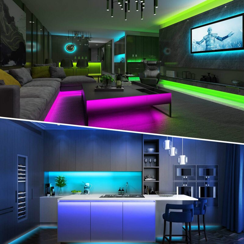 Led strips lampor bluetooth luces led rgb 5050 smd 2835 flexibel vattentät tejp diod 5m 10m dc 12v fjärrkontroll+adapter