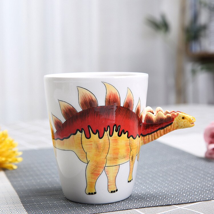 350ml dinosaurer keramisk kopp håndmalt dyr kaffekrus 3d tegneserie tyrannosaurus kopp barn melkekopp: Stegosaurus