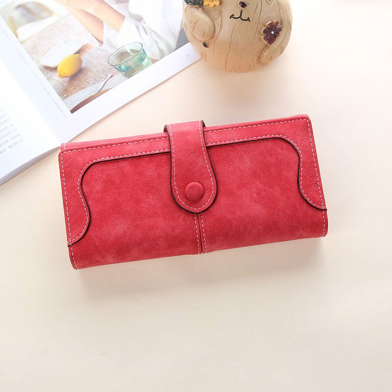 Many Departments Faux Suede Long Wallet Women Matte Leather Lady Purse Female Wallets Card Holder Clutch Carteras: Red