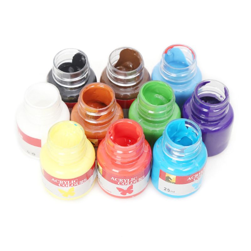 Juego de pintura acrílica, 12 colores, suministros de arte para manualidades, colores vibrantes no tóxicos