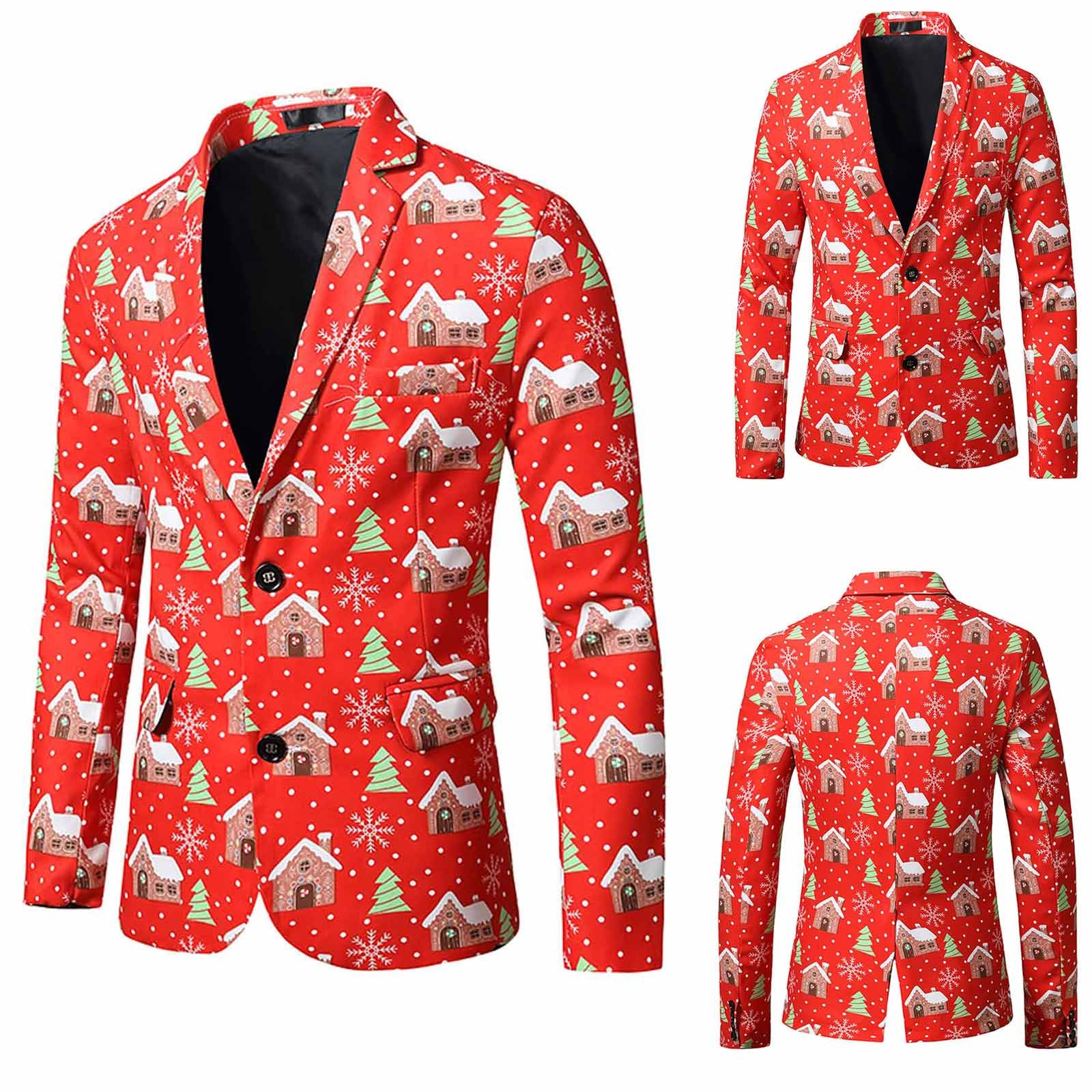 Men's Suit Christmas coat Jacket Matching Novelty Snowmen Adults Xmas Fancy Dress Men outover Jackets