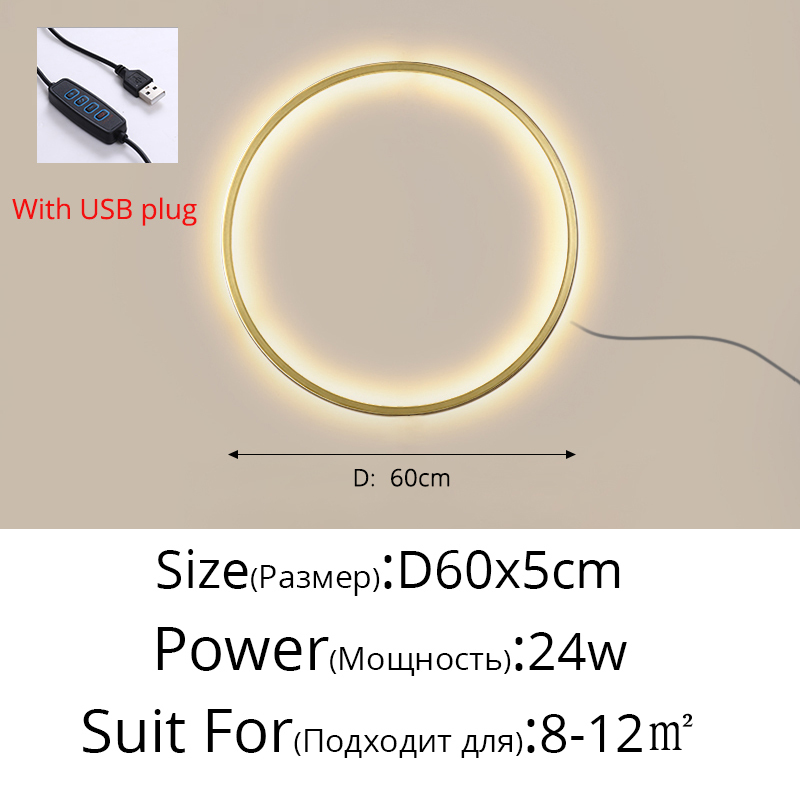 Lámparas de decoración de fondo circulares simples, nuevas luces LED modernas para pared, sala de estar, dormitorio, cabecera, pasillo, iluminación interior: Blanco cálido (2.700-3.500 K) / YELLOW