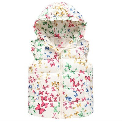 Chaleco de invierno con estampado para chicas, chaleco con capucha para niños, chaqueta sin mangas, ropa infantil: mibaise / 5 años