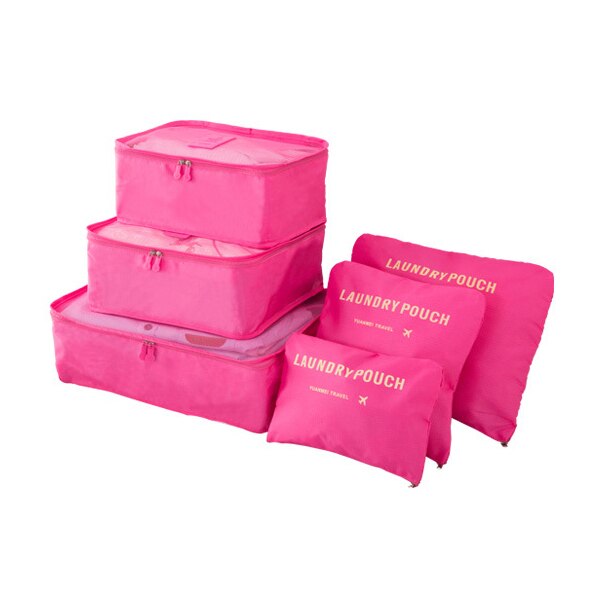 Researrangör förvaringsväska för kläder prydlig arrangör garderob resväska påse researrangör väska packning kubväska: Rosröd
