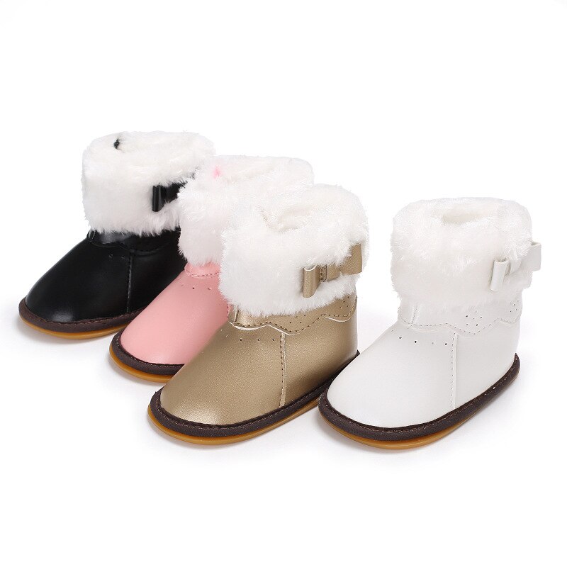 Lente en Herfst 0-1 jaar oude vrouwelijke baby rubber onderkant plus katoen warme snowboots baby schoenen peuter schoenen
