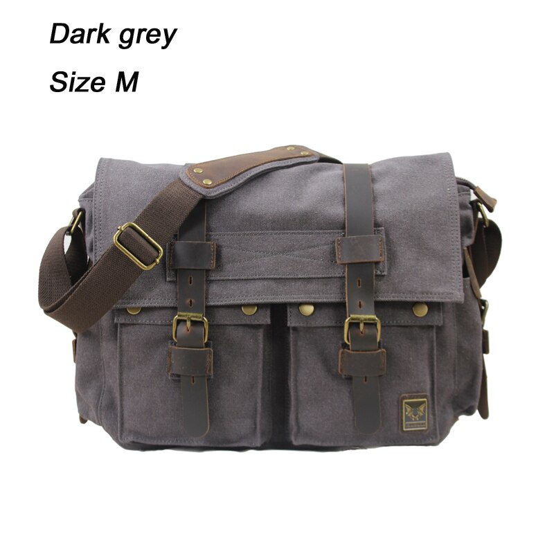 Borsa in tela 2020 cotone uomo e donna, tracolla in pelle, tempo libero: Dark Grey Size m