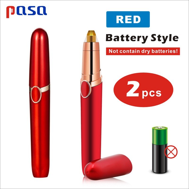 Electric Eyebrow Trimmer/Hair Remover /Mini Eyebrow Shaver Razor for: 2pcs Battery(Red)