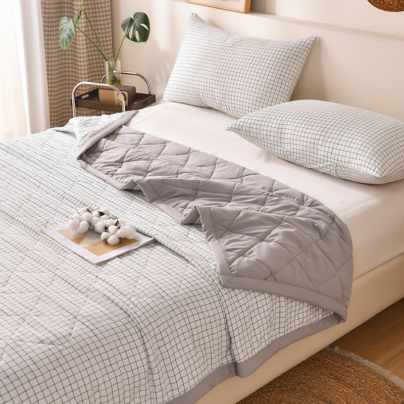 Kesäinen ohut peitto ruudullinen päiväpeitto tikattu pehmeä huopa viileä peitto yhden/kahden/queen size -peitto (ei tyynyliinaa)