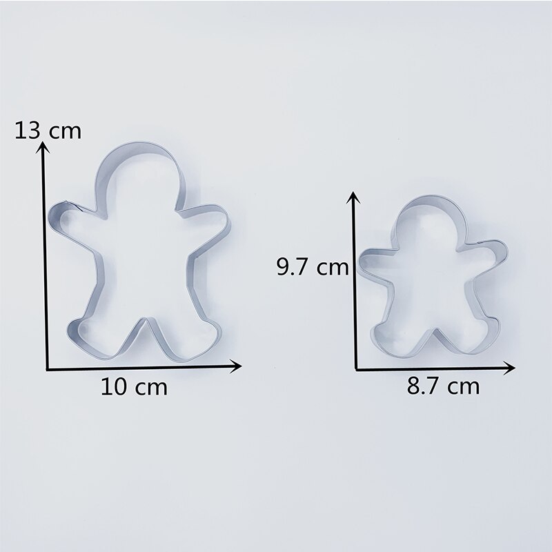 KENIAO Kerst Gingerbread Man Cookie Cutter Set-2 Stuk-Grote: 10.7x13 cm/Medium: 9.7x8.5 cm