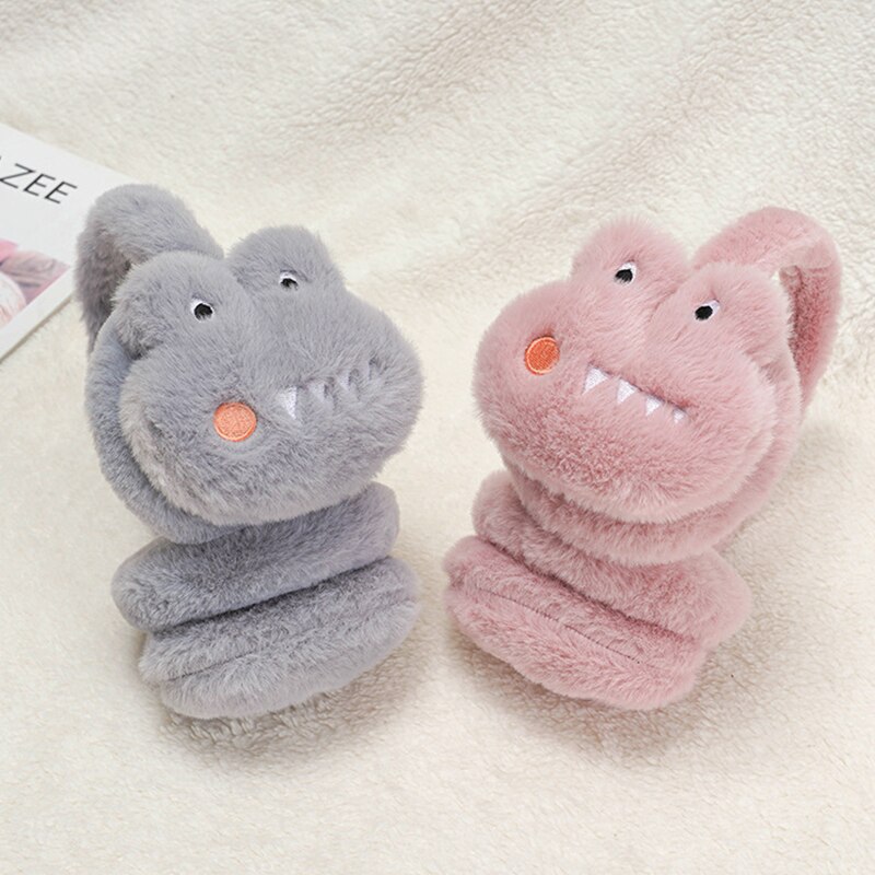 Children Ear Muffs Winter Lovely Thicken Plush Earmuffs Cartoon Dinosaur Earmuffs Riding Korean Version Plush Earmuffs