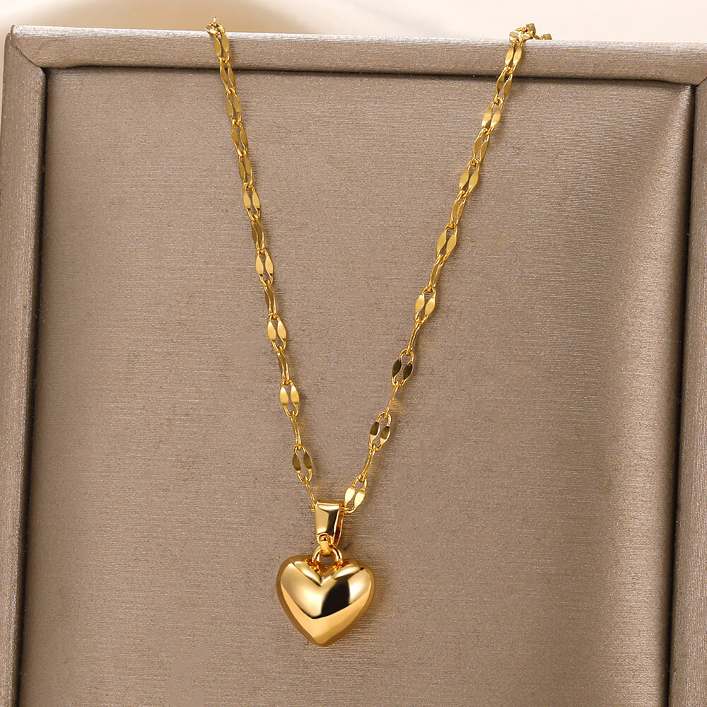Collana con ciondolo a forma di cuore in acciaio inossidabile per donna Catena per labbra colore oro Accessorio per amore Collane Grossista di gioielli di moda