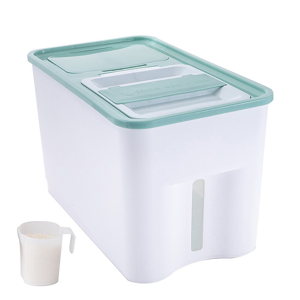 Plastikowy dyspenser płatków zbożowych zestaw 25Kg schowek robić kuchni robić jedzenia dozownik ziarna ryżu organizator ziarna puszki robić przechowywania słoiki robić magazynowania: średni zielony