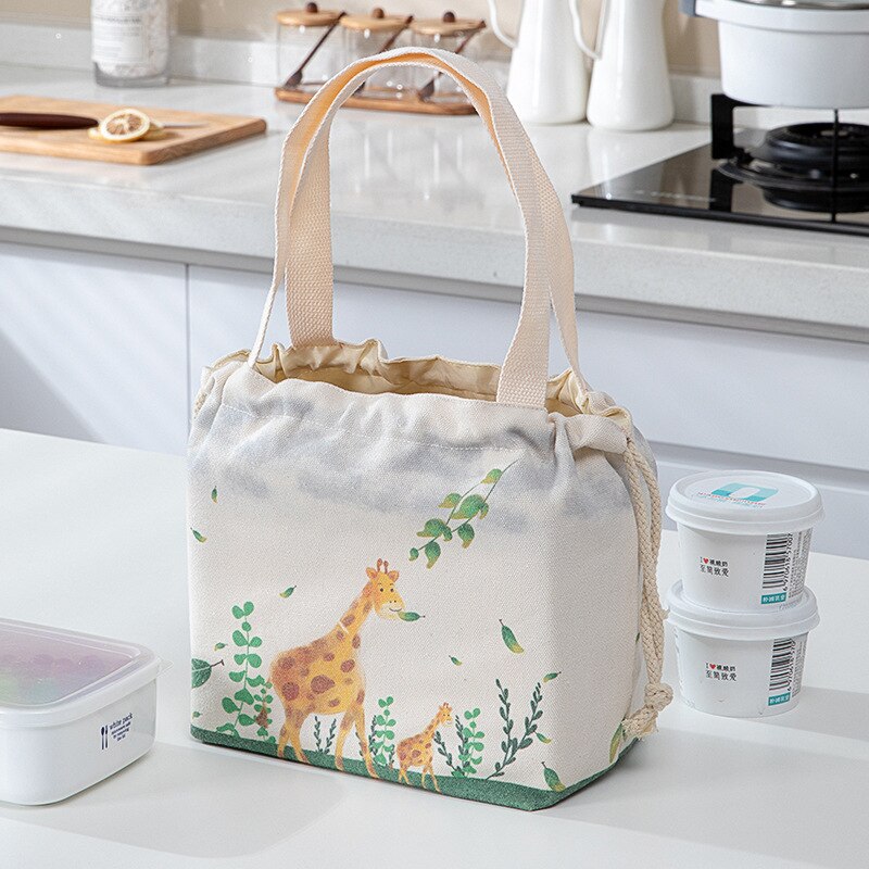 Thick Fabric Drawstring Lunch Bag Women Outdoor Camping Hiking Picnic Food Storage Box Container Household Goods Tools Accessory: A5