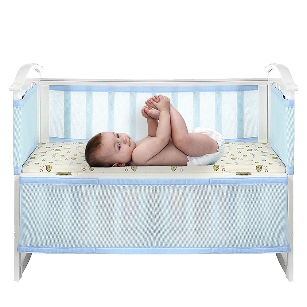 2pc nyfødte åndbare barnesenge kabinetter baby kollisionssikker seng kabinet åndbar krybbe kofanger beskyttelse forsyninger