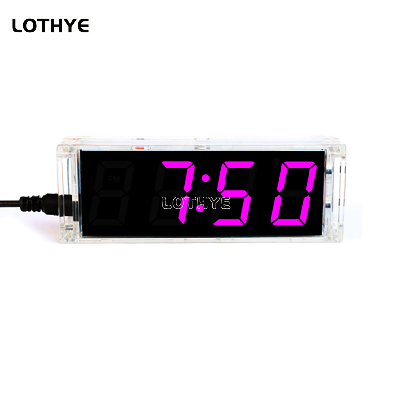 Digitale Röhre DIY Uhr Bausatz Temperatur Mehrfarbige LED Woche Anzeige Mit Klar fallen Abdeckung DIY Elektronische Bausatz Lözehn Montage: Blau