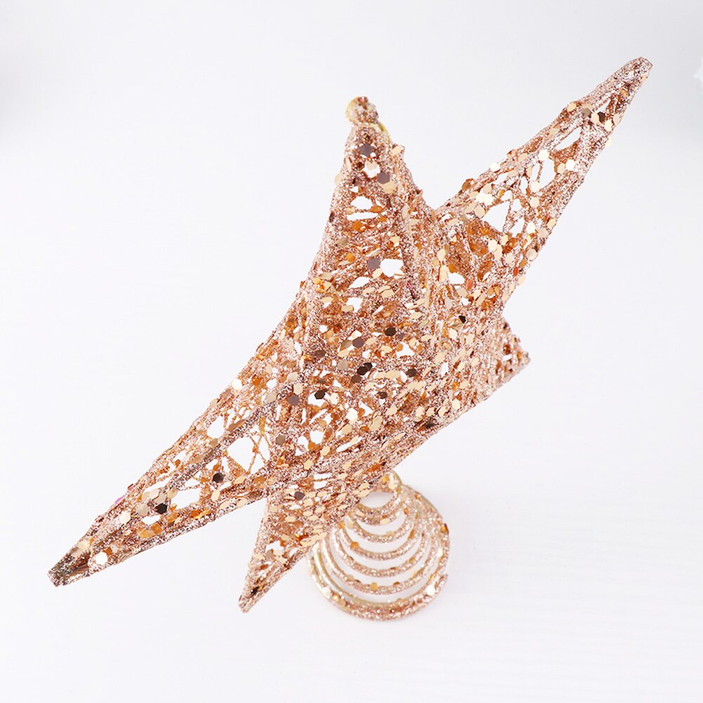 2pcs Christmas Tree Iron Star Topper Glittering Christmas Tree Decoration Ornaments (1pc 20cm Rose Gold, 1pc 25cm Rose Gold)