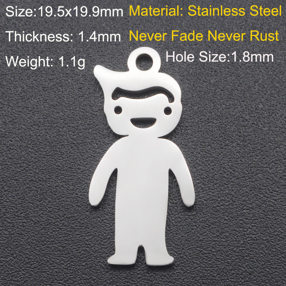 5 Stks/partij 316 Roestvrij Staal Jongen Meisje Familie Charm Hanger Dochter Bedels Voor Armband Maken Sieraden Hanger: Bruin