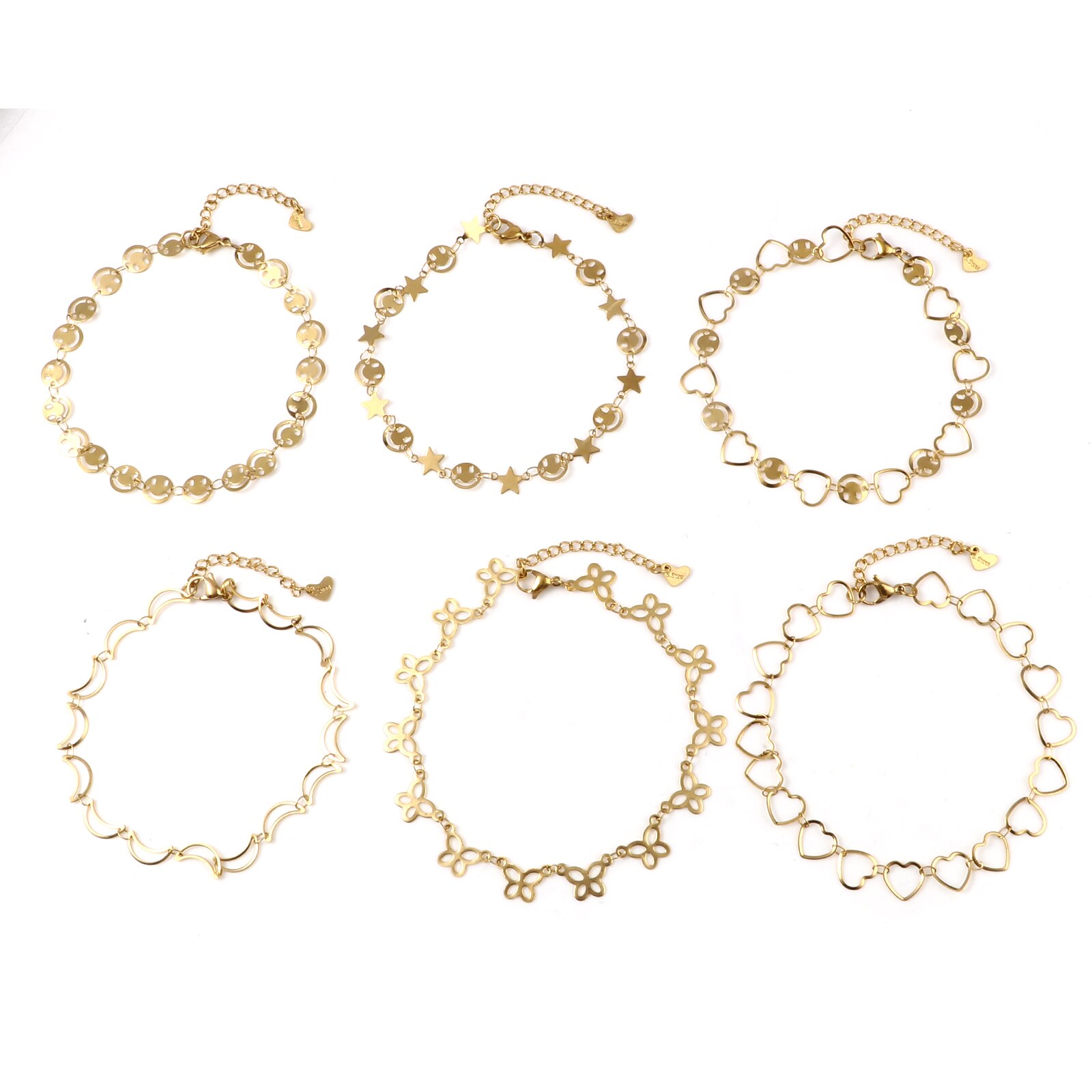 Klassische Fußkettchen Für Frauen Edelstahl Gold Farbe Herz Mond Ketten Fuß Schmuck Fußkettchen Armbinde