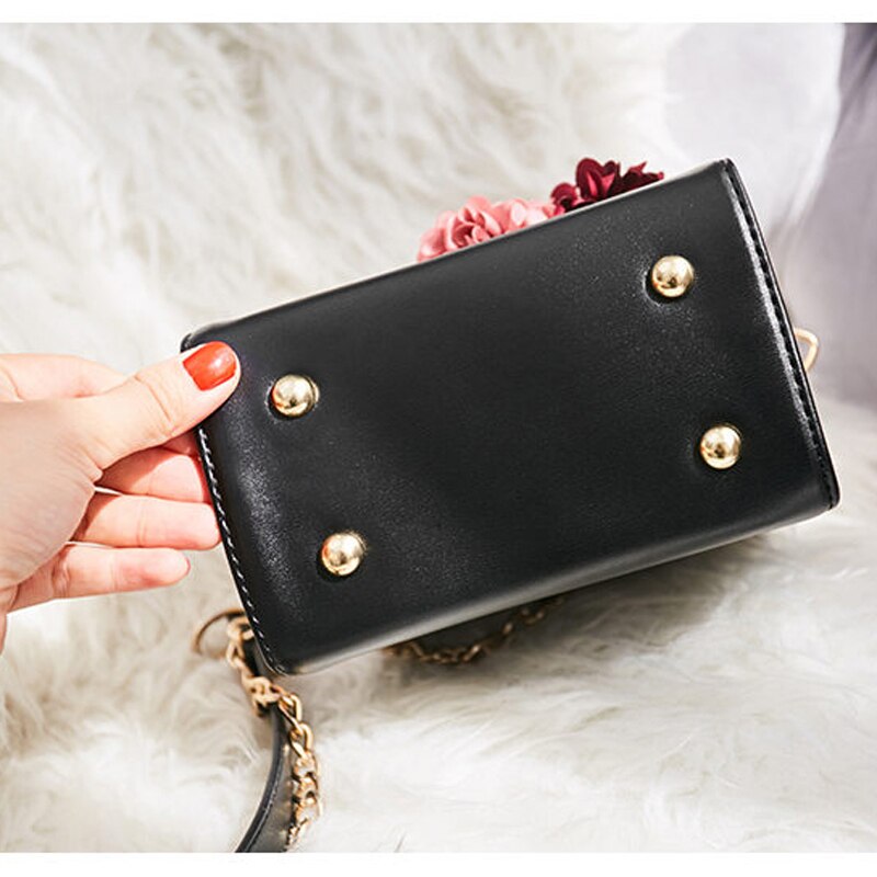 LYKANEFU Sacchetto Delle Donne con 3D Fiore Delle Donne Borse messaggero con Lunghi Casella catena di Metallo portafoto Borsa Catena Croce Corpo Della Borsa sacco a principale