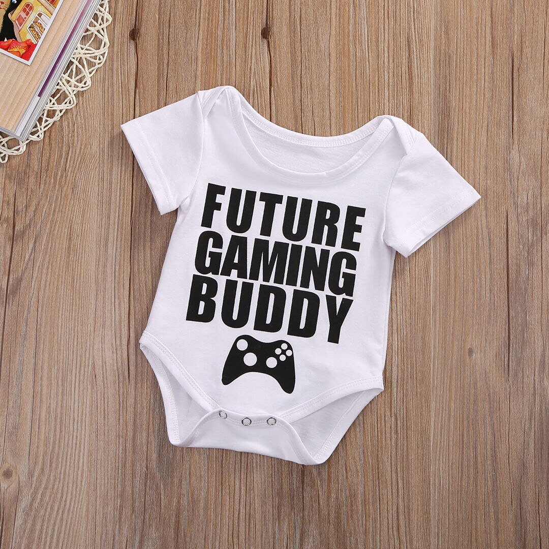 Pasgeboren baby peuter meisje jongen unisex kind letter bedrukte playsuit romper jumpsuit kleding zonnepak outfit
