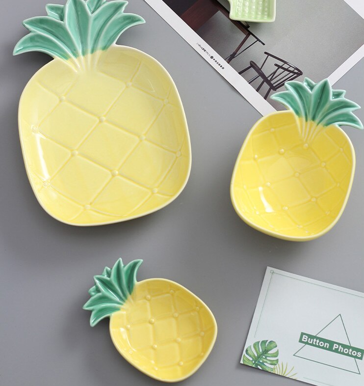 Sød keramisk ananas tallerken skål fad frugter til restaurant tallerkener hjemme piatti keramik tallerken snack tallerkener