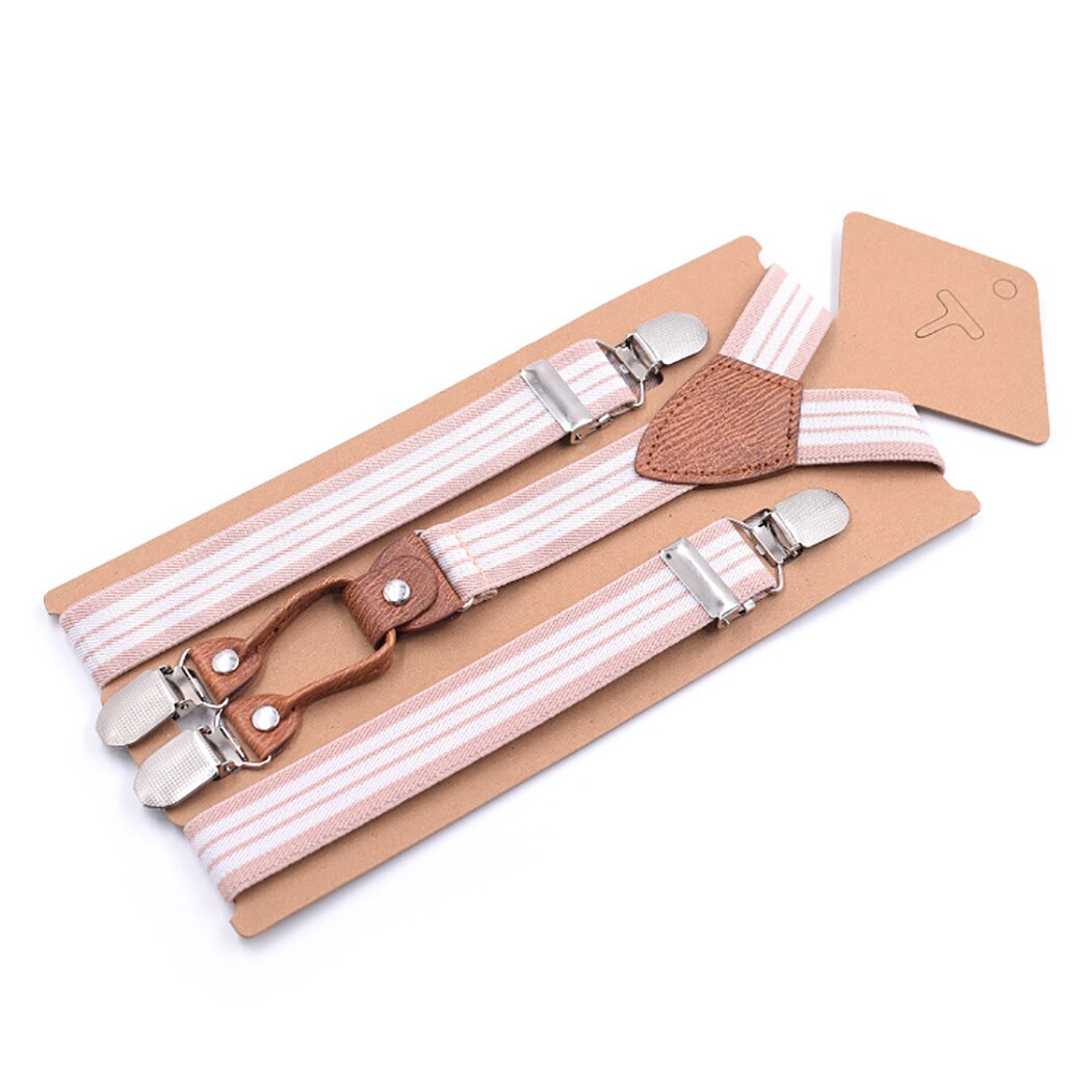 Elastic Boys Gilrs Suspender Set For Baby Boys Children Wedding Girls Suspenders Baby Kids Polka Striped Braces Belt: Pink