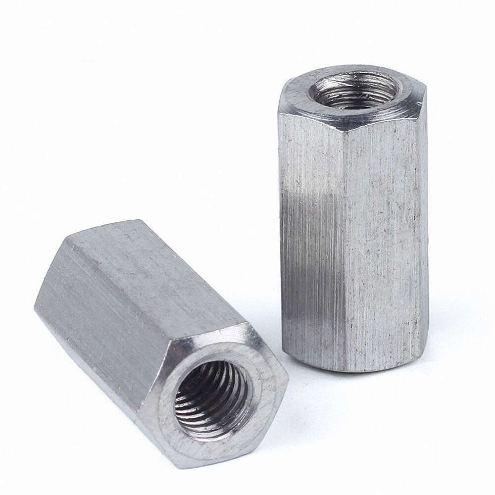 1 stuks zeskantige stangkoppelingsmoer 304 roestvrijstalen metrische koppelingen  m4 m5 m6 m8 m10 m12 pasbouten met schroefdraad voor staaf