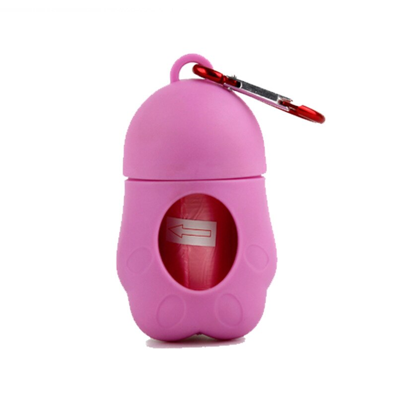 Portable outdoor pet trash box for cleaning puppy dog poop bucket bag dog trash bag holder cleaning supplies plastic poop bag: pink