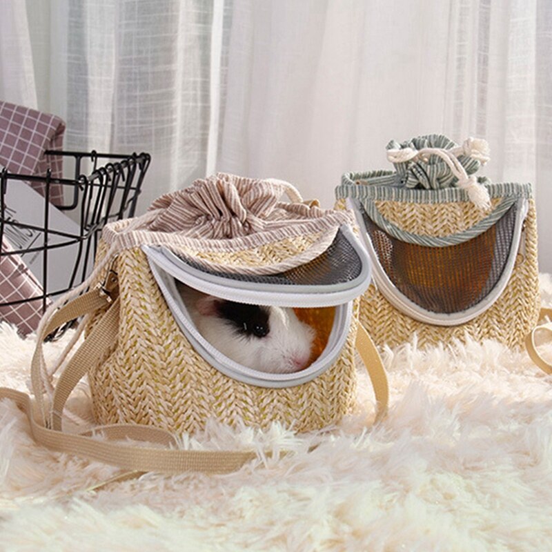 Bolsa de transporte para hámster, bolsa de transporte para exteriores, accesorios para hámster, Color natural, bolsos de hombro para mascotas, transpirables