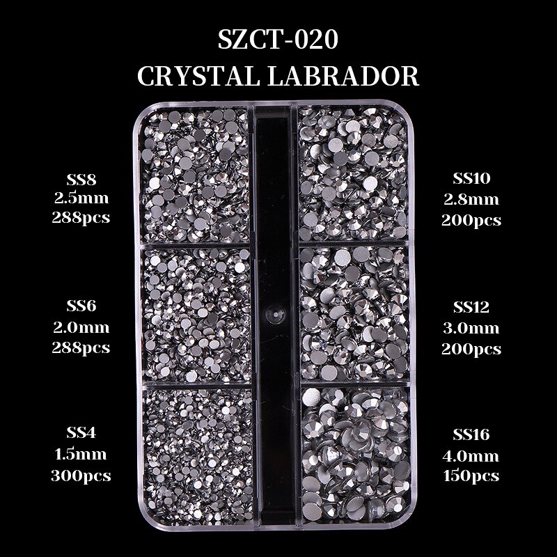 6Grids/box Nail Art Rhinestones 1426pcs AB Mixed Size Crystal Gem Diamonds 3D Nail Rhineston Nail Art Decoration DIY Face Makeup: 02