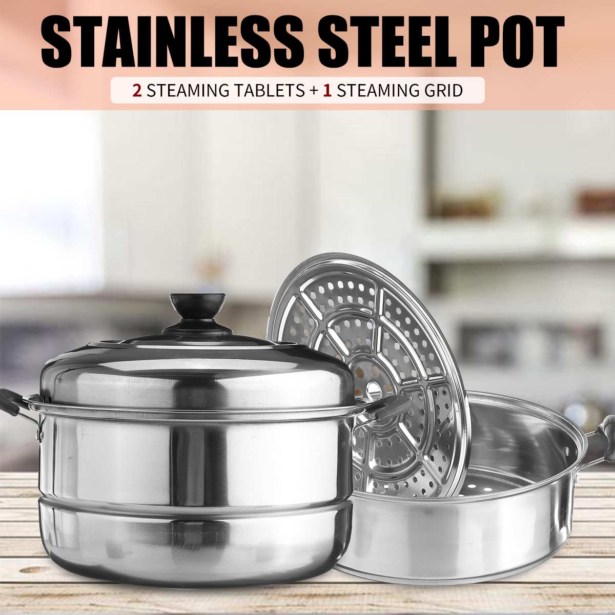 Stainless Steel Three layers Thick Steamer Pot Soup Steam Pot Universal Cooking Pots for Induction Cooker Gas Stove Steam Pot