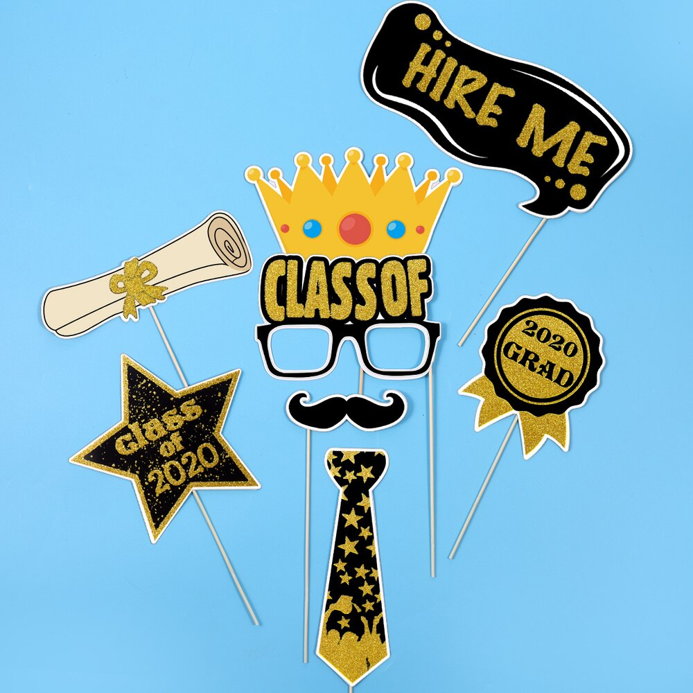 Amosfun 18PCS Graduation Photo Booth Props Kit Party Favor for Graduation Party