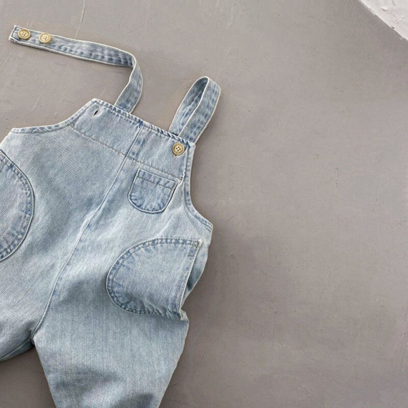 2022 Lente Zomer Koreaanse Stijl Baby Kleding Pasgeboren Baby Denim Riem Broek Jongens Meisjes Jean Kid Cowboy Katoen Pocket Broek