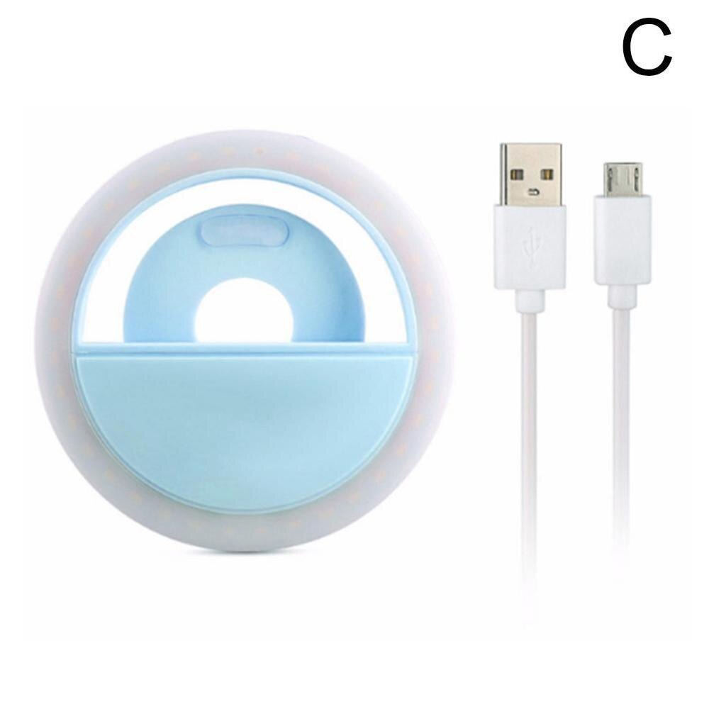 Mini Selfie Led Ring Licht Invullen Draagbare Mobiele Telefoon Selfie Mobiele Lamp Voor Alle Niveaus Clip Lichtgevende Telefoons Ring 3 verlichting: Blauw