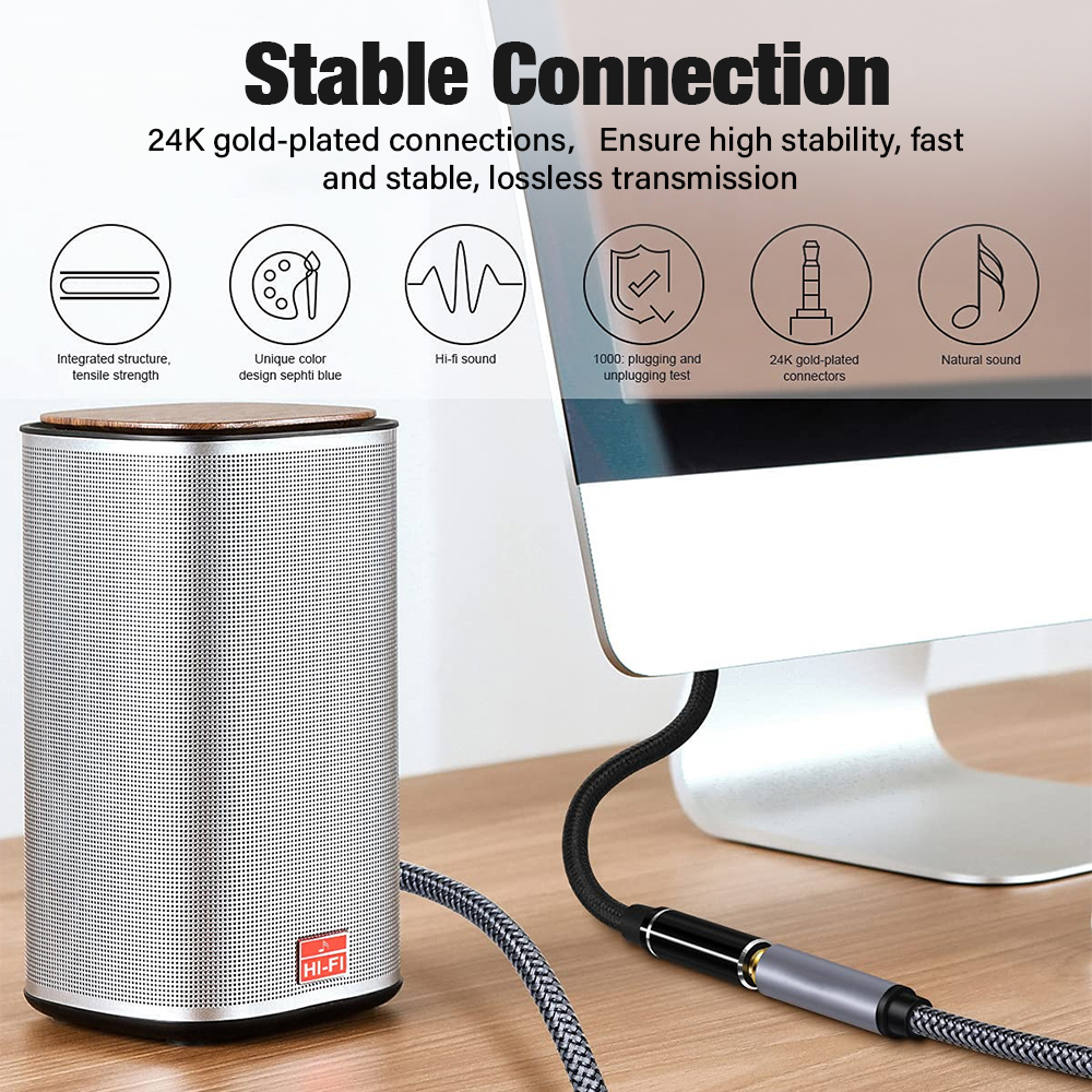 Audio de de 3,5mm macho a 3,5mm. Cable auxiliar de extensión de 4 polos hembra para PC, teléfonos inteligentes, micrófonos, auriculares y altavoz