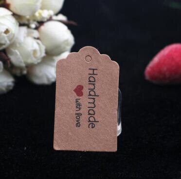 etiquetas hechas a mano boda marrón Kraft papel etiquetas DIY artesanía Bonbonniere Favor etiquetas 100pcs \ lot: 05