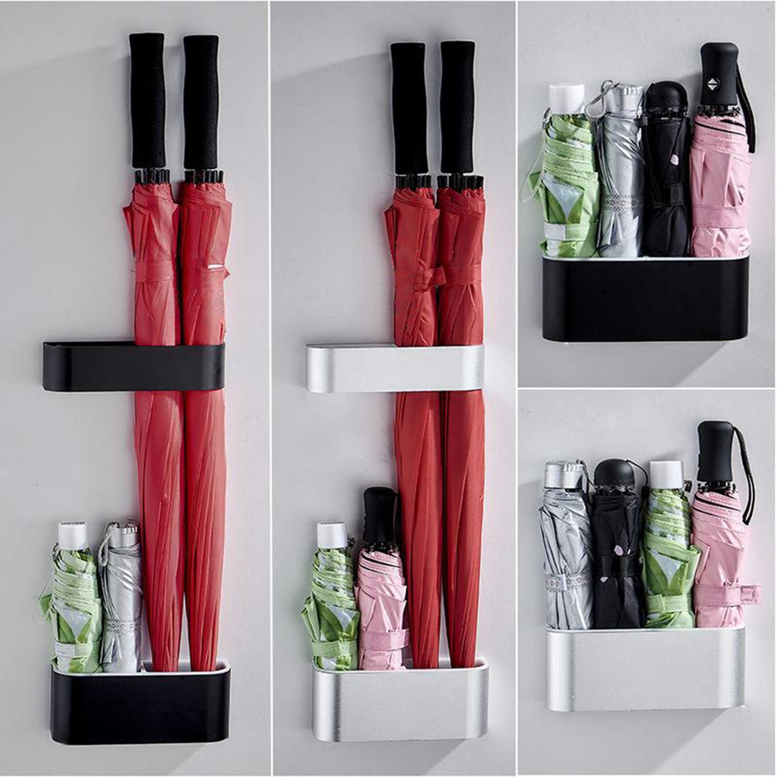 Aluminum Umbrella Storage Holder Stand for Home, Door Attachable Umbrella Storage Rack