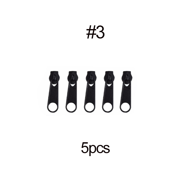 5pcs #3 #5 #8 #10 Fix Zipper DIY Zip Slider Repair Kit For Zip Fastenings Sewing Tailor Tools Clothing Accessories: 5pcs Black 3(4mm)
