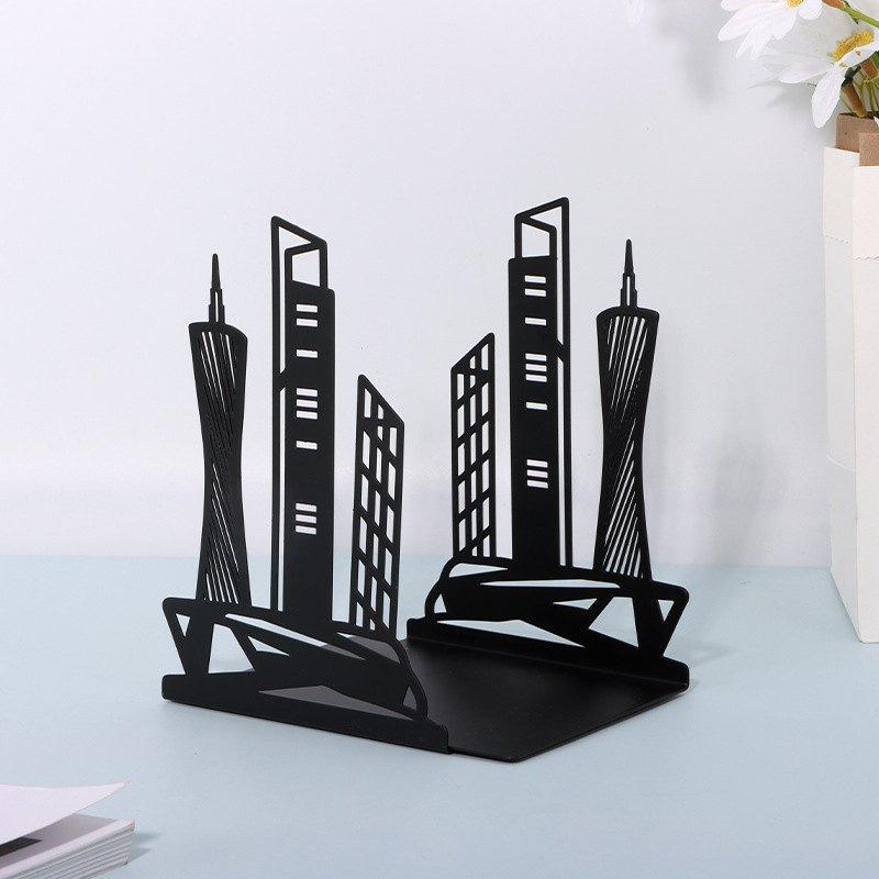 Uitgeholde metalen boekensteunen Zandloperontwerp Metalen boekensteunen voor thuiskantoor Decoratieve boekenstoppers Boekenhouders