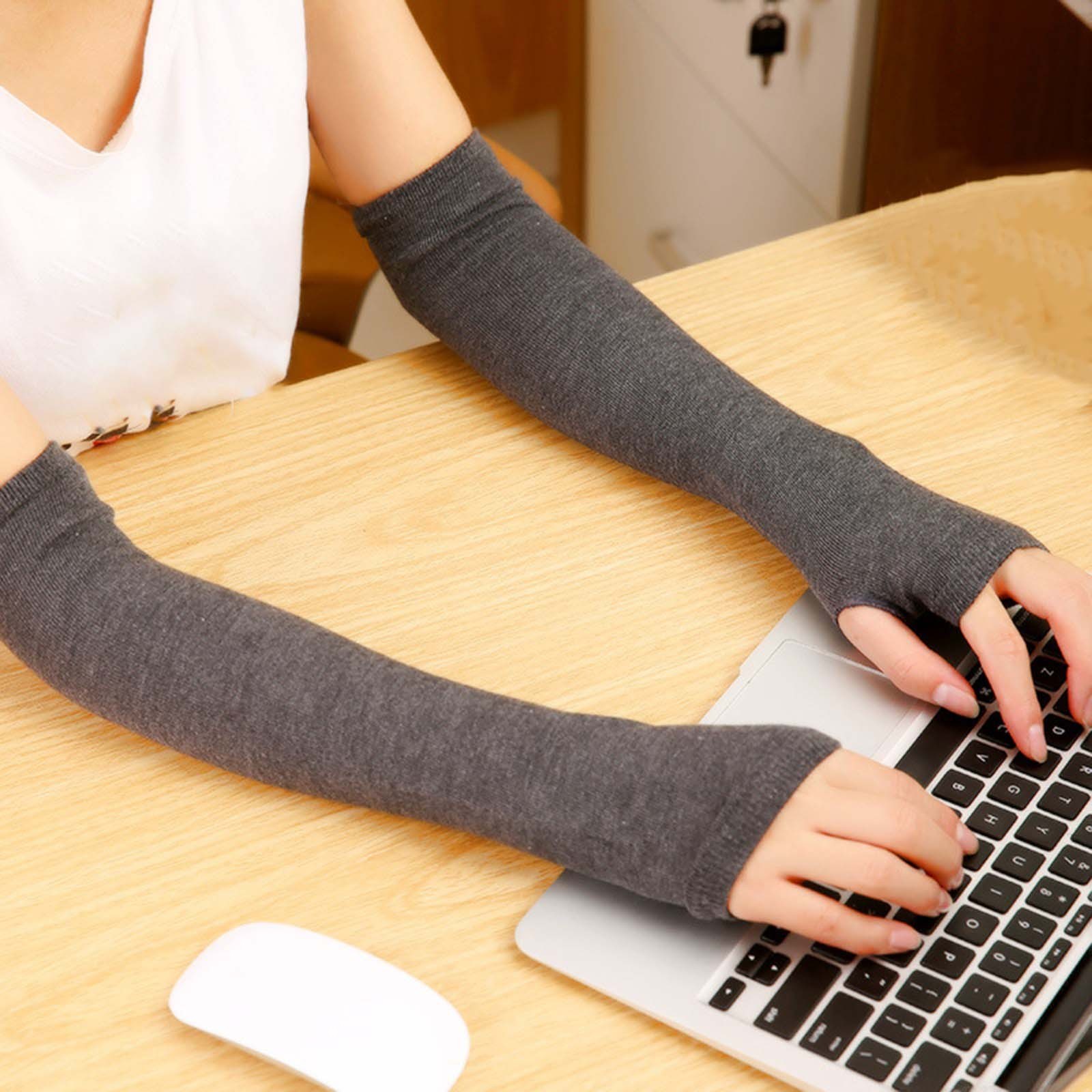 Long Glove Arm Cover Classic Black and White Striped Fingerless Elbow Gloves Y2K Warmer Knitted Wristband