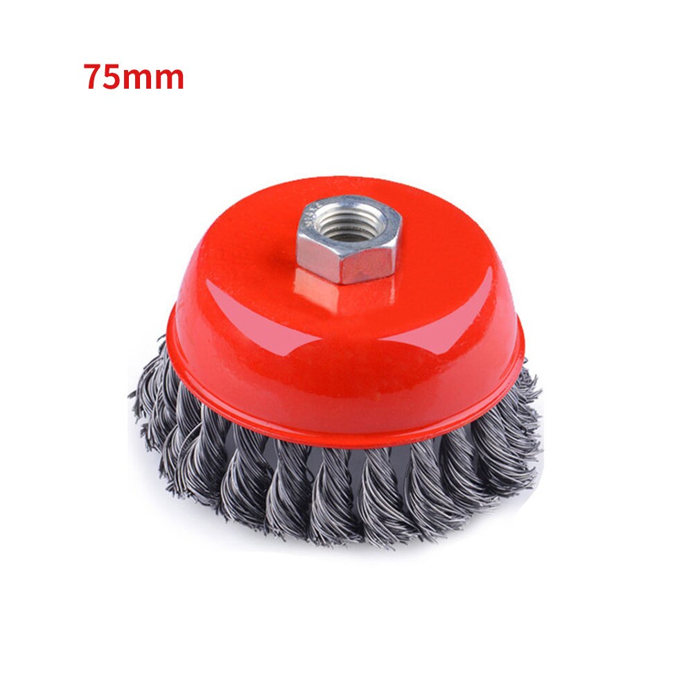 Rotary Knot Flat Cup Wire Wheel Brush For Angle Grinder Rust Removal 75mm Steel Wire Knot Flat Wire Wheel Cup Brush Set Kit