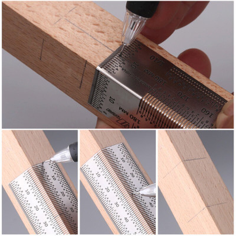 Woodworking Scribe 180-400mm T-type Ruler Hole Scribing Ruler Crossed-out Tool Line Drawing Marking Gauge DIY Measuring Tool